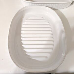 Corningware 12", 2.5-quart French White Oval Roasting, Grill Pan